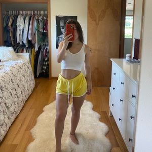 Yellow terry cloth shorts